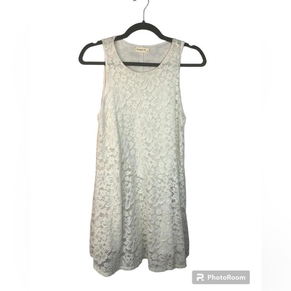 Ginger G Women’s Dress Sweet Floral Lace Simple Style Stretchy A Line